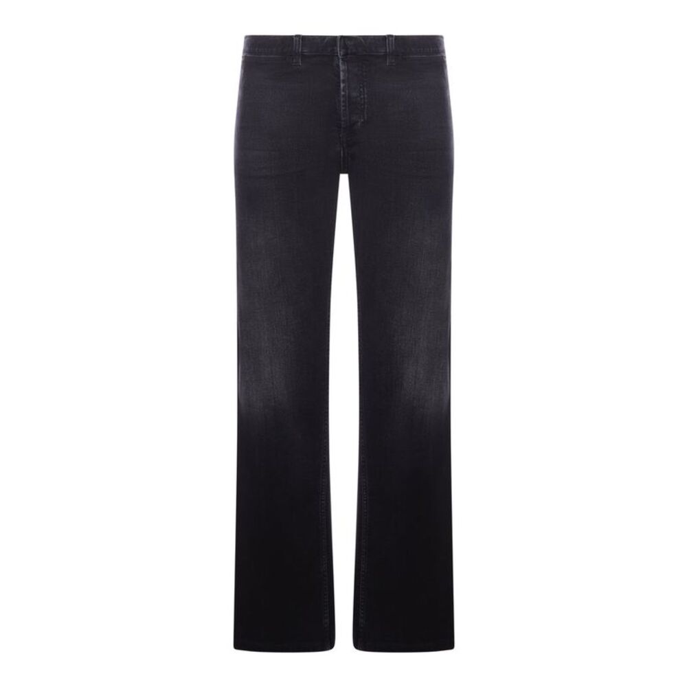 Gucci Men Cotton Denim Trousers With Web Ribbon